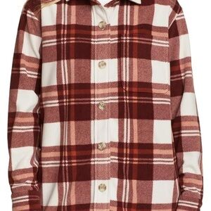 Eddie Bauer Women's Checkered Button-Down Shirt - Burgundy and Cream